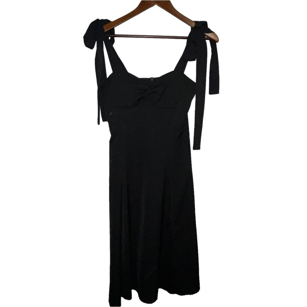Black Bow Tie Straps Midi Dress